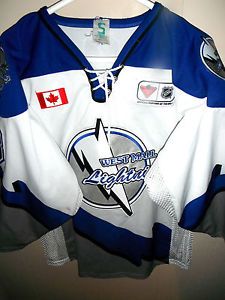 Mens s 3 Game Used Worn Lace Up Bowman "Lightning" Hockey Jersey Canada Canucks