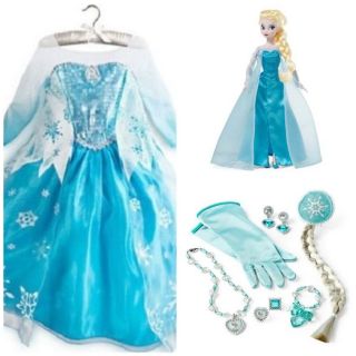 Frozen Elsa Costume Dress 10 Classic Doll Accessory Set Wand