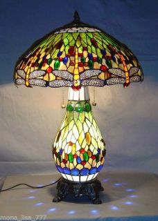 New Tiffany Style Stained Table Lamp Light Lighted Base Yellow Green Red Blue