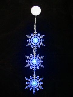 3pc Blue LED Lighted Snowflake Christmas Window Decor