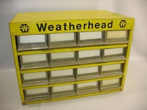 Vtg Weatherhead Gas Oil Service Station Parts Cabinets Store Display Advertising