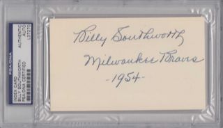 PSA DNA Signed Auto Index Card Billy Southworth 270