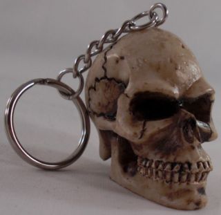Custom "Human Skull" Key Chain Hot Rat Rod Hotrod Ratrod Scary Carved Keychain