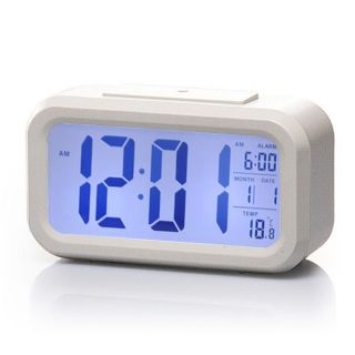 LCD LED Digital Alarm Clock Light Control Backlight Time with Calendar Thermomet