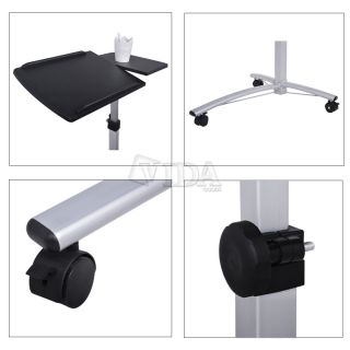 Angle Height Adjustable Rolling Laptop Desk Over Bed Hospital Table Stand