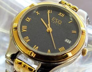 Men's Vintage Esq Esquire Watch Company "Movado" Swiss Quartz Two Tone Date