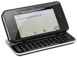 Ultra Slim Sliding Bluetooth Keyboard Case Stand for iPhone 4 4G 4S Black Angle