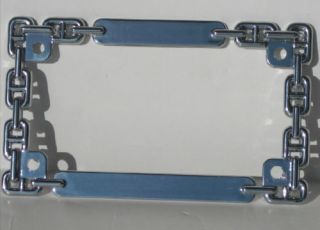 Chrome "Chain Link" Motorcycle Custom License Plate Frame USA Metric Tag Lic