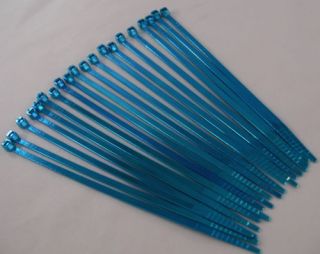 20 Show Blue Chrome 8" Cable Zip Ties for Handle Bar Brake Hose Line Frame Wires