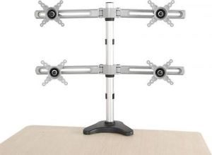 Quad 4 LCD Monitor Desk Mount 10" to 24" Stand Height Adjustable w Tilt New