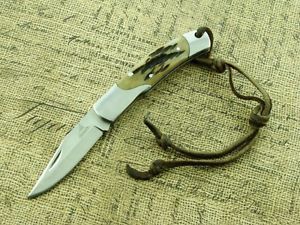 VG Gerber Bone Stag Lockback Folding Hunter Pocket Knife Hunting Knives Tools
