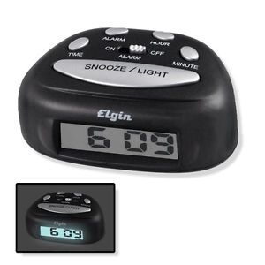 Elgin LCD Digital Travel Alarm Clock LED Backlit Ascending Alarm Fast Free SHIP