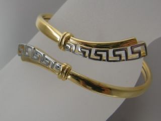 14ct 9ct Yellow White Gold Filled Greek Key Bangle Bracelet NWB