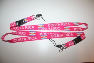 2 Costa Rica Pink Country Flag Keychains Lanyards Passholders New
