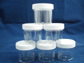2 oz Small Plastic Jars with Rubber Lined Lids Herbs Beads Pills Travel Lotions