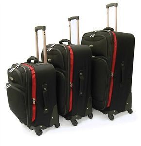 Bill Blass 3 Piece Expandable Black Spinner Luggage Set B1428 01 3P