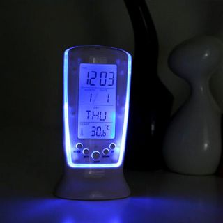 LCD Digital Snooze Alarm Clock Calendar Thermometer Blue LED Backlit Night Light