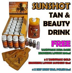 Sunshot Tan and Beauty Drink Dark Tanning Lotions and Itzy Bitzy Nail Polish