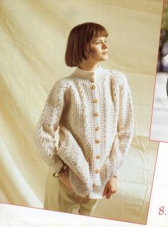 14 Aran Knitting Patterns Book Mens Sweaters Womens Hats Skirts Cardigan Vest