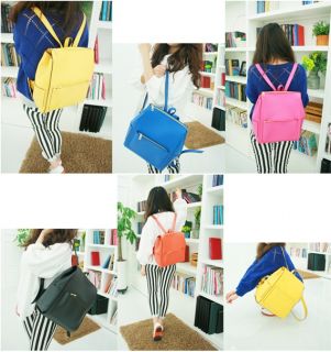Womens Girls Cute Spring Candy Color Square Backpack School Bag Book Bag