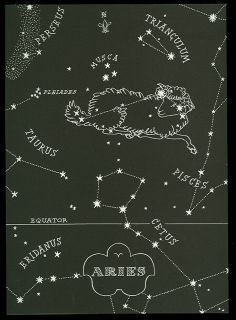 1948 Astronomical Map Star Map Zodiac Sign Aries