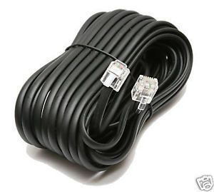 25ft Telephone Extension Cord Black Phone Cable Feet
