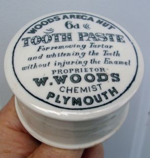 Antique Ceramic Chemist's Toothpaste Crock Jar Pot Lid