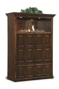 Amish TV Entertainment Center Solid Oak Wood Media Wall Unit Cabinet Storage New