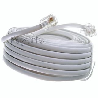 50ft White Modular Telephone Extension Cord Phone Cable