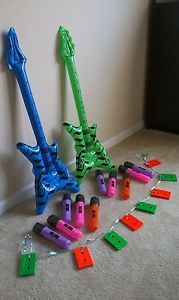 80's Themed Rock and Roll Inflatable Guitars and Microphones w Cassette Tape