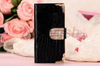 Bling Luxury Leather Flip Hard Cover Wallet Skin Case for Apple iPhone 4 4S 4G