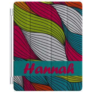 Monogrammed Smart Cover Stand for Apple iPad 2 3 4 Pink Blue Green White Waves