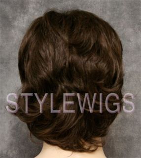 Curly Wavy Light Brown Short Style Men Full Wig Wigs Wi