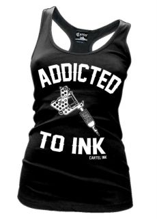 Cartel Ink Emo Rockabilly Gothic Punk Tattoo Addicted Tank Top Shirt S