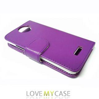 HTC One x Purple Leather Wallet Phone Case Screen Protector Stylus Pen