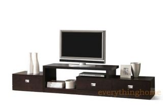 Brown Asymmetrical Modern Plasma LCD LED HD TV Stand Media Credenza Drawers