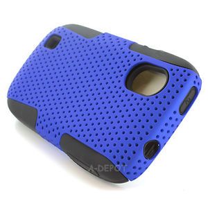 For ZTE Concord V768 T Mobile Mesh Hybrid Case Phone Cover Blue Black Screen