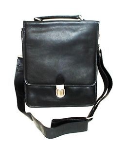 Black Leather Satchel Netbook iPad Tablet Case Carrier Shoulder Bag New