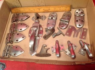 Group of Hinges and Latches for Old Ice Box or Early Refrigerators