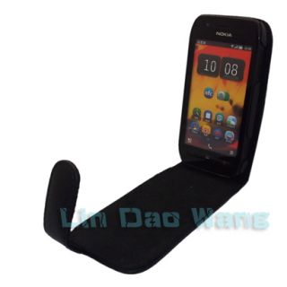 Black Genuine Leather Case Cover Pouch Film for Nokia N603 603 Z