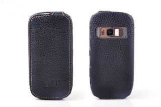 Black Real Genuine Leather Flip Case Cover for Nokia C7 UU5910