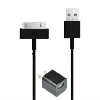 10' ft Black USB Apple iPhone 4 4S Sync Cable Power Cord with Color Wall Charger