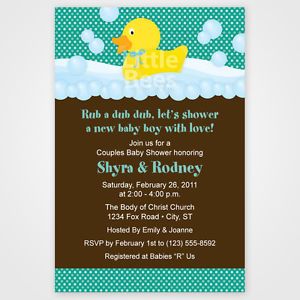 Rubber Ducky Bubble Bath Printable Baby Shower or Birthday Invitations