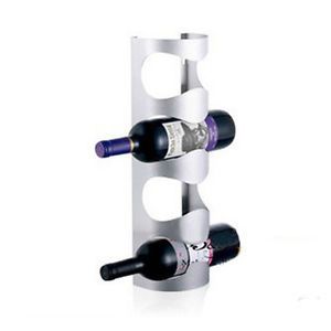New Stainless Steel 4 Bottle Wine Rack Bar Kitchen Wall Mount Holder