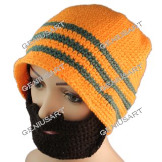 Winter Crochet Beard Beanie Mustache Mask Face Warmer Ski Hand Knitted Hat Cap