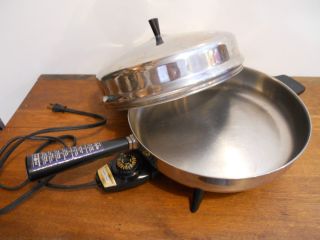 Farberware Electric Fry Pan With Adjustable Temp With Matching Lid Vintage  1950s 