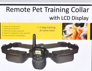 300 Yard LCD 100 Level Shock Vibra Remote Pet Dog Training Collar for 2 Dog