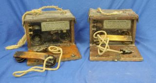 WW1 British Army Trench Telephones Matched Pair Originals 1918 Light Mortar BTRY