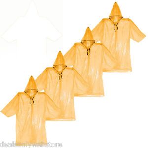 4 Pack Emergency Poncho High Visibility Safety Orange Rain Storm Gear