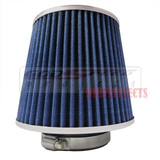 Blue Universal 3" Inlet Air Filter Intake Cone Dryflow Short RAM Oil Free Dry